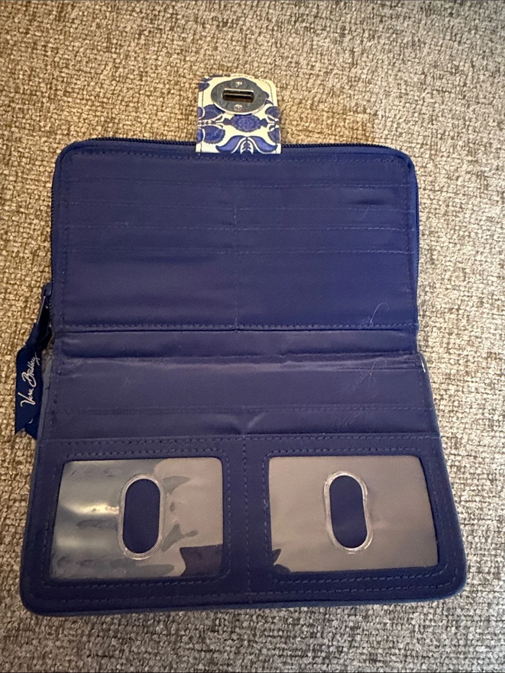 Vera Bradley Blue and Cream Quilted Floral Wallet - Picture 5 of 9